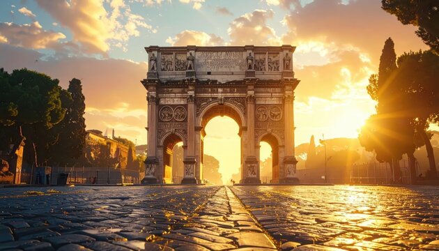 Arch of Constantine at Sunset, Rome.