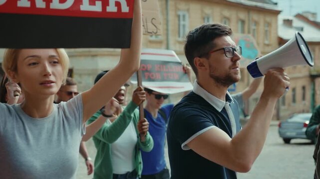 Activists Hold a Rally to Protest Against the Fur Industry, Advocating for Animal Rights and Welfare