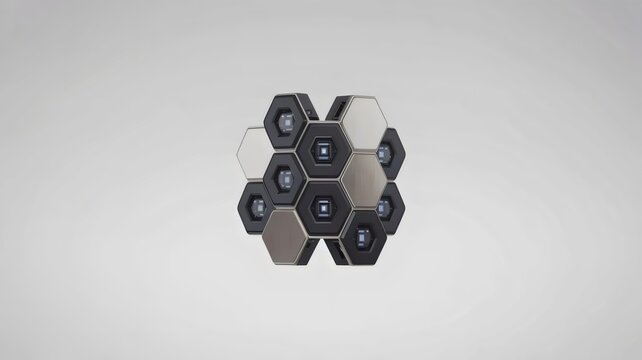 Hexagonal titanium quantum modules &ndash; Perfect for supercomputer infrastructure, deep tech investments, or science journals.