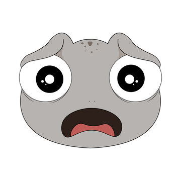 Cute Frog Sticker &ndash; Scared Frog Face Expression Cartoon Character