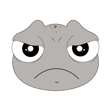 Cute Frog Sticker &ndash; Angry Frog Face Expression Cartoon Character