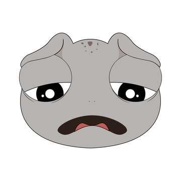 Cute Frog Sticker &ndash; Sad Frog Face Expression Cartoon Character