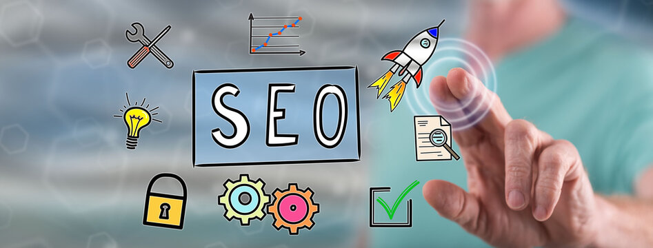 Man touching a seo concept