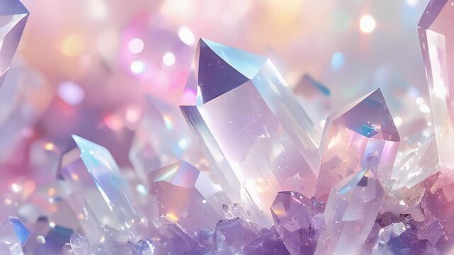 Shimmering quartz crystal gemstone cluster with rainbow reflections creating dreamy jewelry mineral display