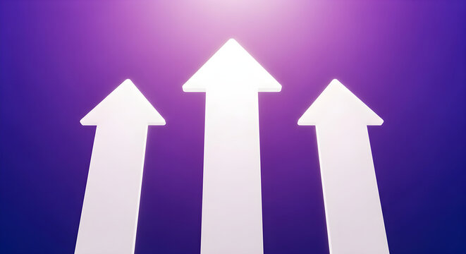 Upward arrows on purple gradient background