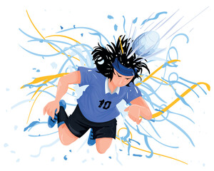 Jogador de futebol cabeceando bola - La Celeste - seleção uruguaia © Diogenes