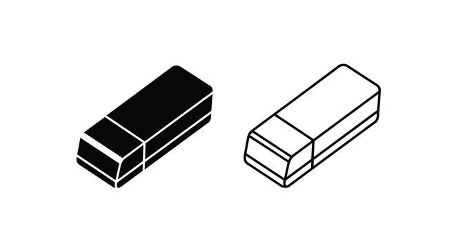 eraser silhouette set black and white outline