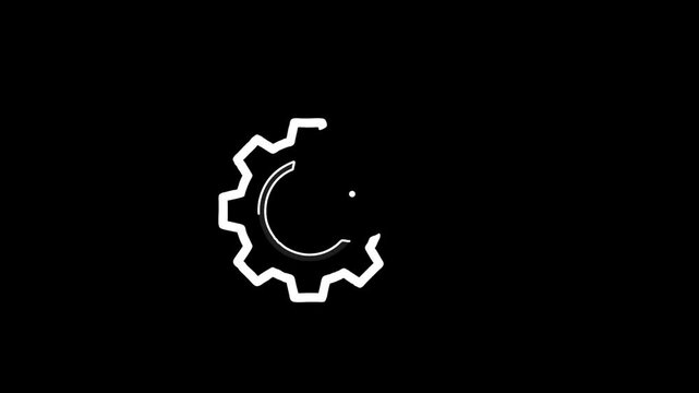 Animated Gear and Magnifying Glass with Warning Icon  - Troubleshooting Concept