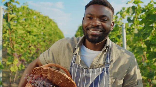Collecting ripe grapes in a scenic vineyard during the harvest season is truly rewarding