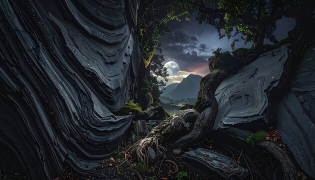 Moonlit forest glen