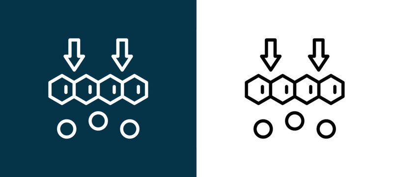 Two-shade outline icon pair in black and white, editable stroke vector illustration for web, mobile apps, UI design, branding, and print from Nano Technology