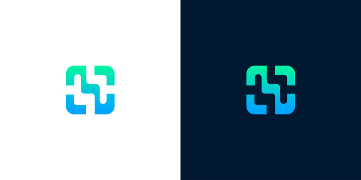 Abstract geometric logo representing innovation and connectivity in a clean, modern design