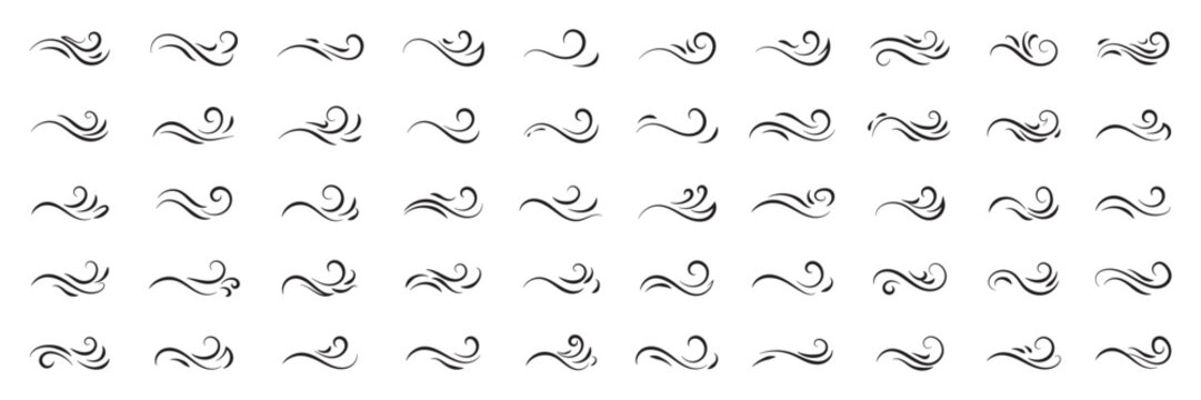 Abstract blue wave logo icons set with flowing water shapes for modern branding design