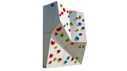 Isolated indoor climbing wall with various colorful grips for training and recreation © Cian