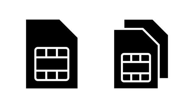 Sim card icon set vector. dual sim card sign and symbol
