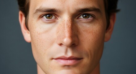 Obraz premium Closeup portrait of young man face.