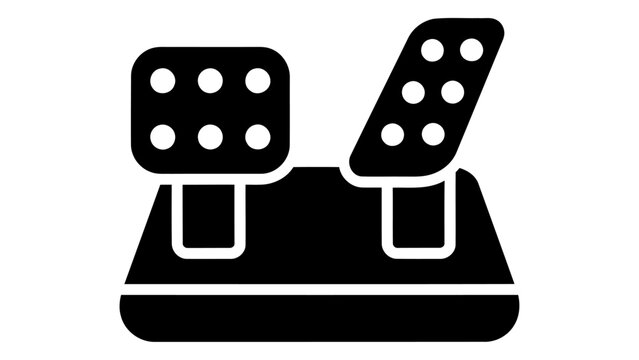 Gaming steering pedal set icon vector illustration of a racing pedal set for sim racing games, isolated on white backgro