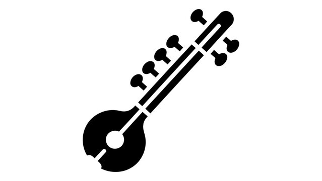 Sarod string instrument icon, musical equipment symbol, vector illustration isolated on white background
