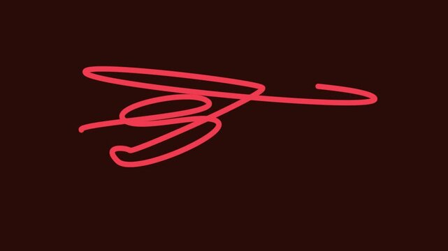 glowing neon squiggle trace on black background minimalist abstract light art motion design element