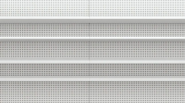 Close up of empty supermarket shelves 