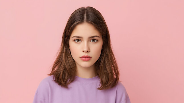 Photo of funky small positive girl make funny face careless good mood isolated on pink color background 