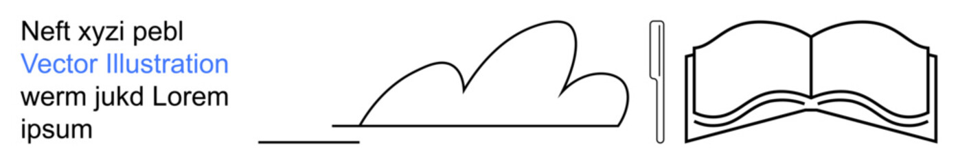 Education, creativity, writing tools, digital learning, knowledge expansion, modern teaching. Minimalist icons with a cloud, open book and pen. Education and creativity symbolism © robu_s