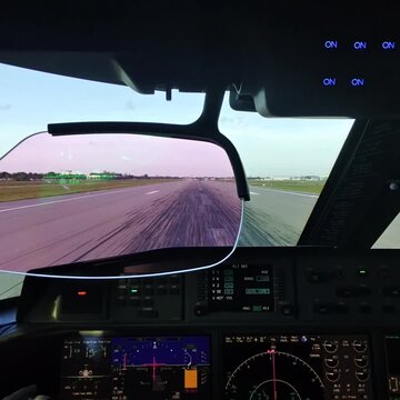 Takeoff on a Gulftream G650 private jet cockpit view