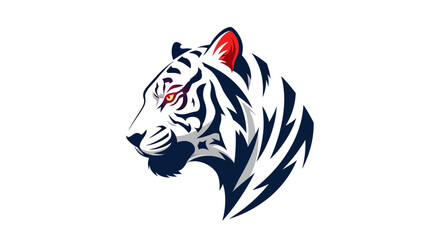 Fototapeta premium White tiger head profile view.