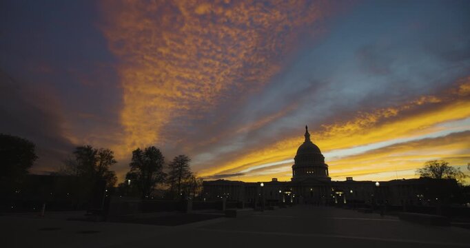 Dramatic Sunset Sky over US Capitol Building