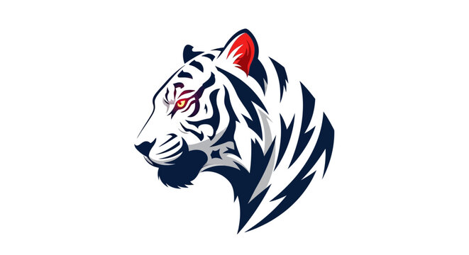 White tiger head profile view.