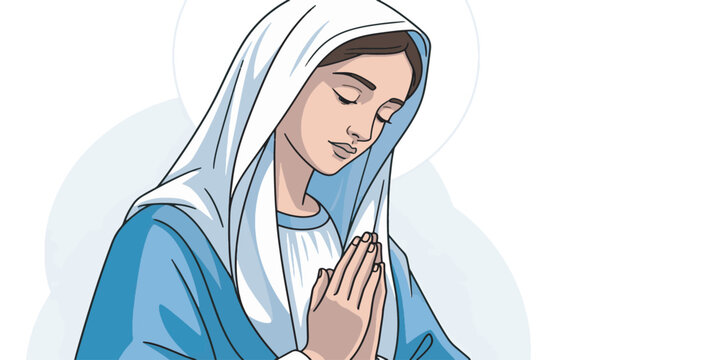 Virgin Mary in Prayerful Meditation Posture.