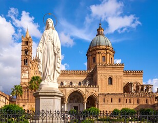 Fototapeta premium Religious statue before a cathedral