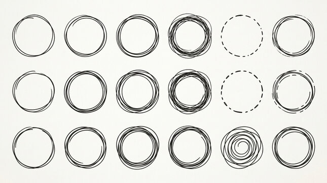 hand drawn cartoon circle line
