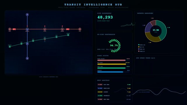 An intricate Smart City Dashboard dynamically populating with real time transit data and urban mobility metrics across a futuristic digital interface for municipal management systems