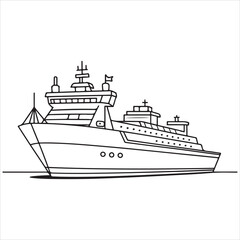 Fototapeta premium Elegant cruise ship sailing on calm waters with multiple decks and lifeboats