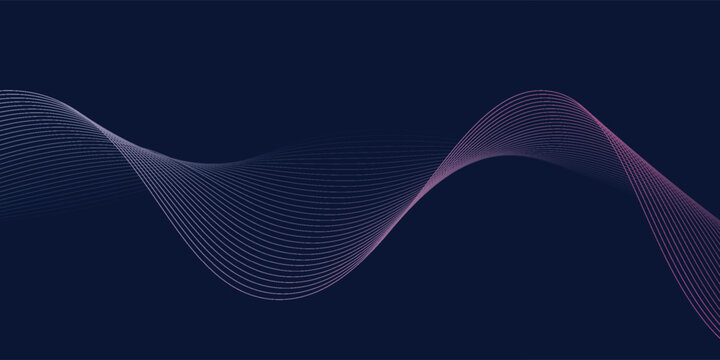 PrintAbstract glowing wave lines on a dark blue background. Dynamic wave pattern. Abstract background with flowing particles. Dynamic waves. vector illustration.