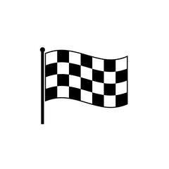 Fototapeta premium Checkered flag waving on a flagpole, symbol of victory and racing
