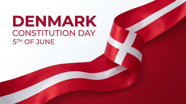 Denmark constitution day 5th of june celebration with danish flag ribbon on white background