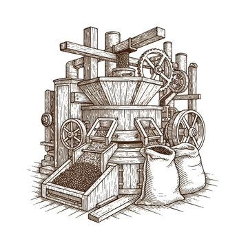 Old coffee bean processing machine.