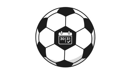 Fototapeta premium Football Schedule Vector: Soccer Tournament Fixture Deadline Graphic Design, Sports Event Reminder Icon isolated on transparent background.