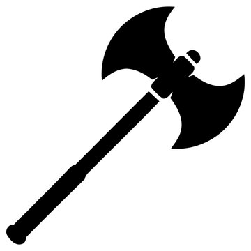 Powerful double-bladed battle axe vector illustration graphic design depicting a classic ancient weapon, perfect for game assets, historical themes, or fantasy projects.