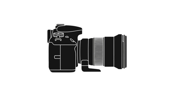 Camera with attached lens equipment.