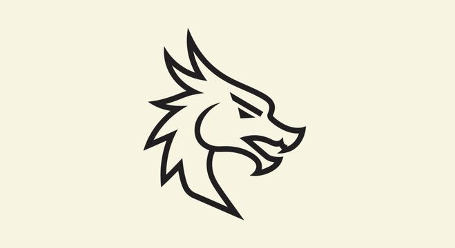 Aggressive Dragon Head Logo Icon, Fierce Creature Silhouette, Mythical Beast Emblem