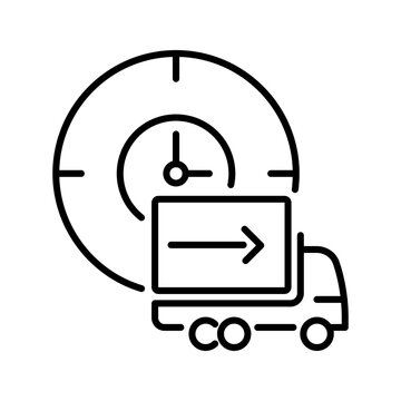 Delivery time icon. Business and shipping line symbol. Black and white.