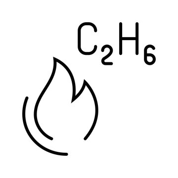Ethane gas icon. Industry and petrochemical line symbol. Black and white.