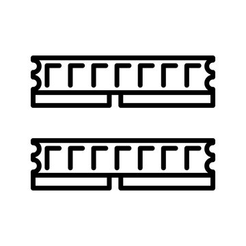 Memory module icon. Technology and computer hardware line symbol. Black and white.