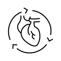 Obraz premium Heart resuscitation icon. Healthcare and emergency medicine line symbol. Black and white.