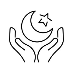 Obraz premium Islam symbol icon. Religion and religious symbol line symbol. Black and white.