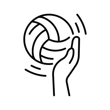 Volleyball serve icon. Sports and volleyball line symbol. Black and white.