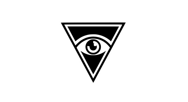 All Seeing Eye Triangle Symbol, Illuminati Conspiracy Icon, Mystical Eye